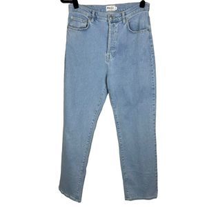 NA-KD Straight Leg Mom Jeans EU 40 US 10 Light Blue Denim High Waisted Retro